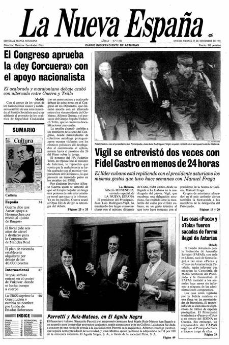 Portada Viernes 15 de Noviembre de 1991