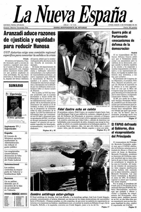 Portada Sábado 16 de Noviembre de 1991