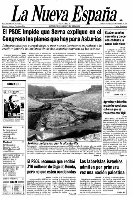 Portada Viernes 22 de Noviembre de 1991