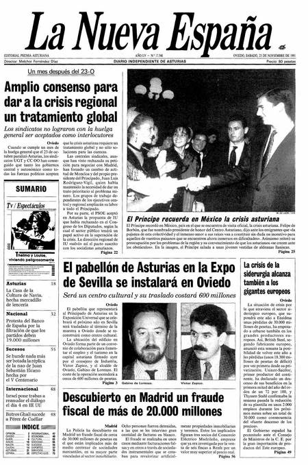 Portada Sábado 23 de Noviembre de 1991