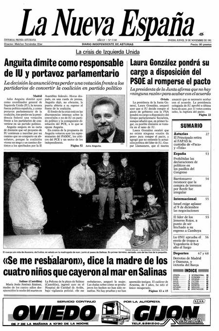 Portada Jueves 28 de Noviembre de 1991