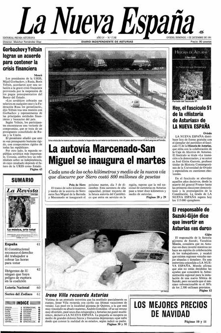 Portada Domingo 1 de Diciembre de 1991