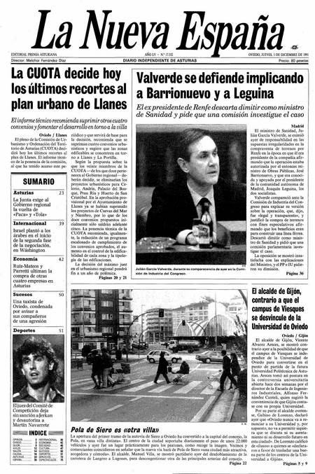 Portada Jueves 5 de Diciembre de 1991
