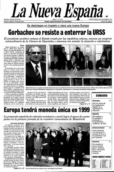 Portada Martes 10 de Diciembre de 1991
