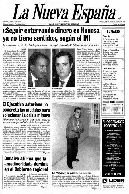 Portada Jueves 19 de Diciembre de 1991