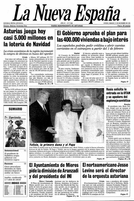 Portada Sábado 21 de Diciembre de 1991