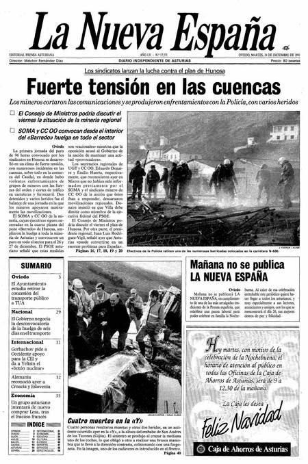 Portada Martes 24 de Diciembre de 1991