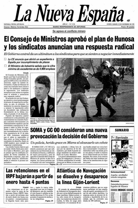 Portada Sábado 28 de Diciembre de 1991