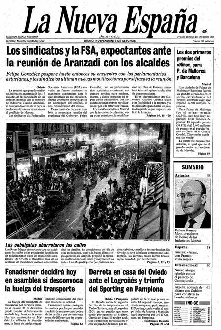 Portada Lunes 6 de  de 1992