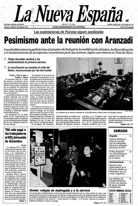 Portada Miércoles 8 de  de 1992
