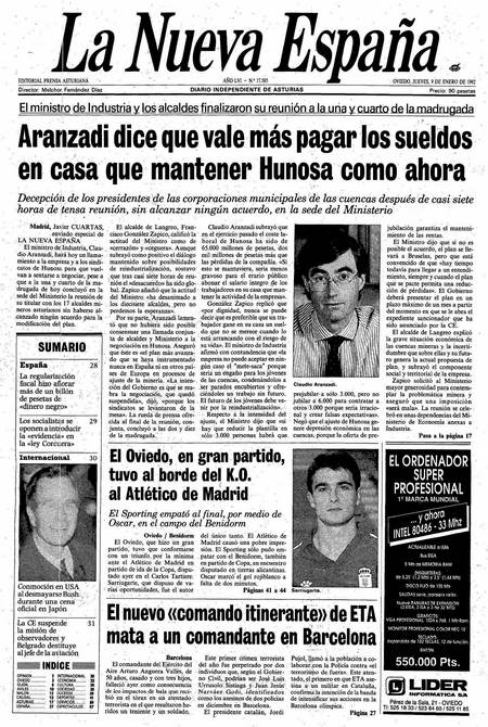Portada Jueves 9 de  de 1992