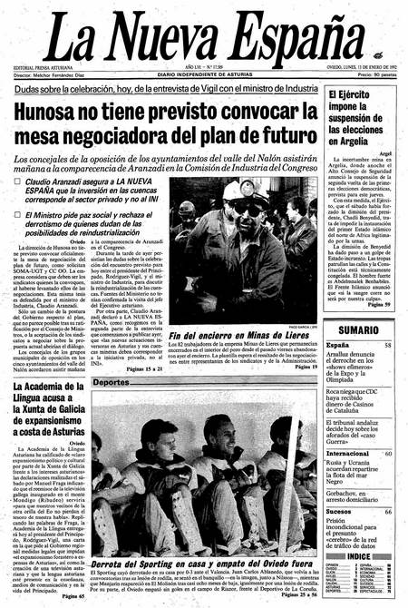 Portada Lunes 13 de  de 1992