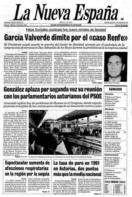 Portada Martes 14 de  de 1992