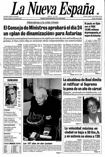 Portada Sábado 18 de  de 1992