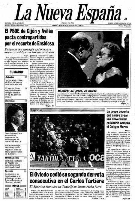 Portada Lunes 20 de  de 1992