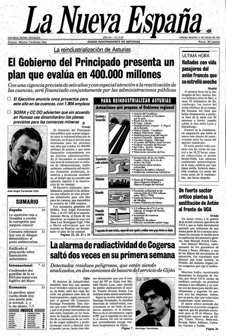 Portada Martes 21 de  de 1992
