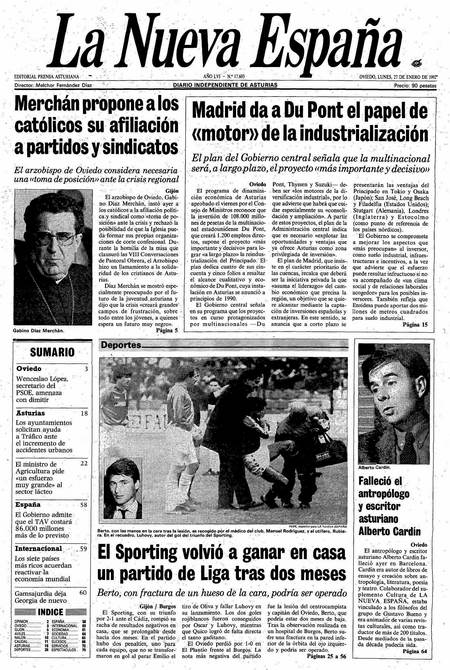 Portada Lunes 27 de  de 1992