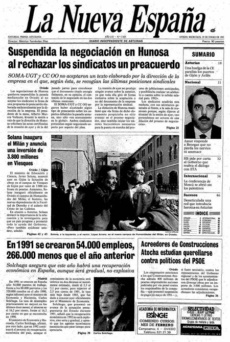 Portada Miércoles 29 de  de 1992