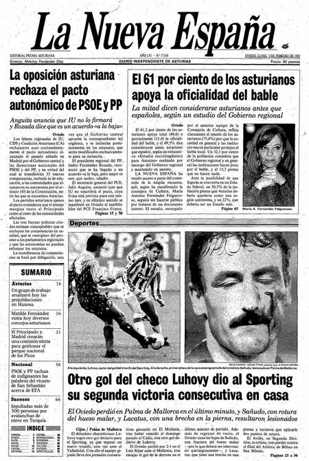 Portada Lunes 3 de  de 1992