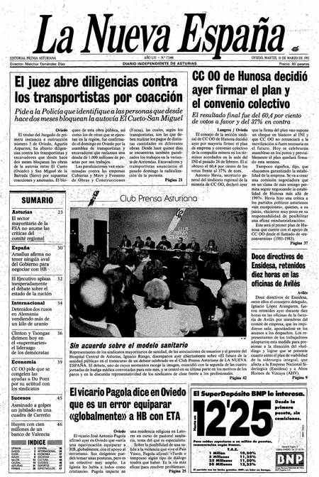Portada Martes 10 de  de 1992