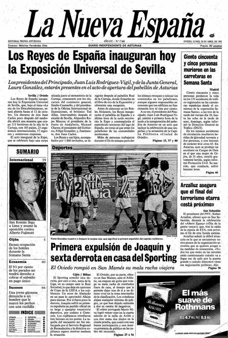 Portada Lunes 20 de  de 1992