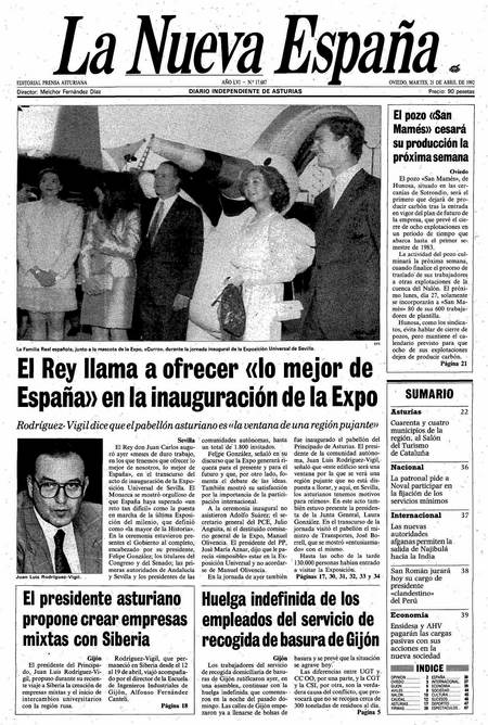 Portada Martes 21 de  de 1992