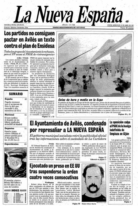 Portada Miércoles 22 de  de 1992