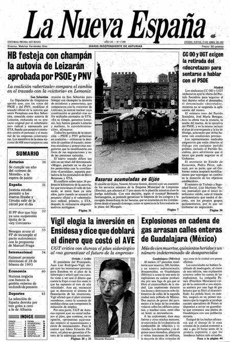 Portada Jueves 23 de  de 1992