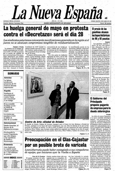 Portada Martes 28 de  de 1992