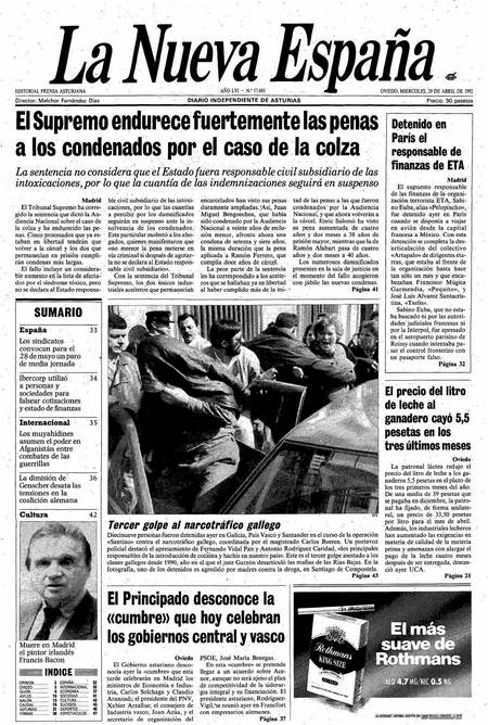 Portada Miércoles 29 de  de 1992