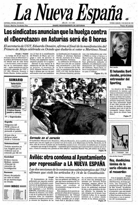 Portada Sábado 2 de  de 1992