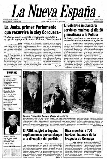 Portada Jueves 7 de  de 1992