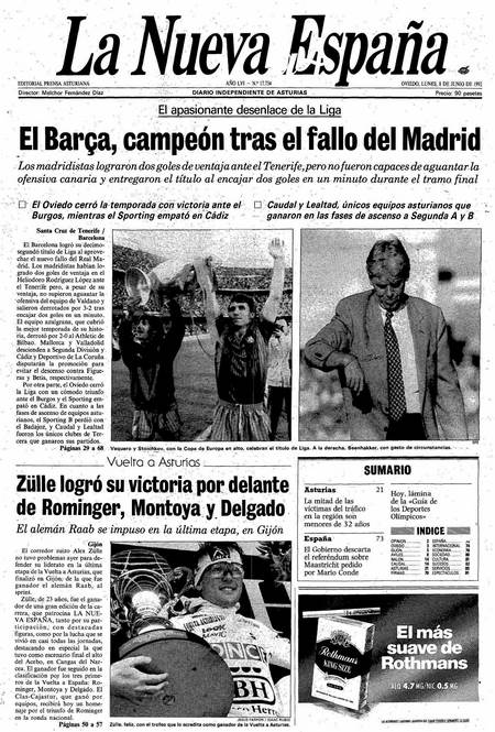 Portada Lunes 8 de  de 1992