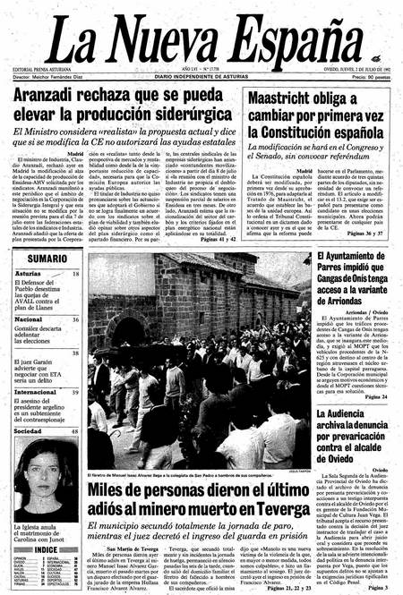 Portada Jueves 2 de  de 1992