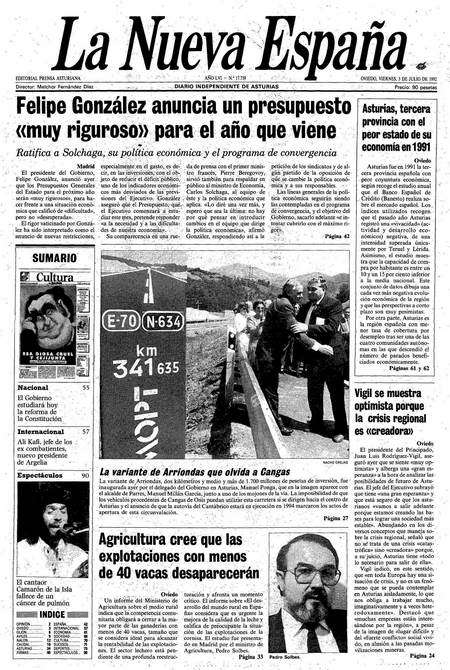 Portada Viernes 3 de  de 1992