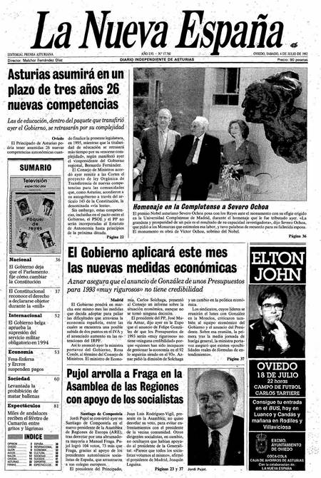 Portada Sábado 4 de  de 1992