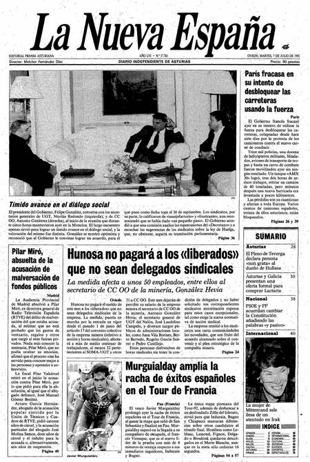 Portada Martes 7 de  de 1992
