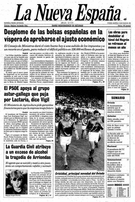 Portada Martes 21 de  de 1992