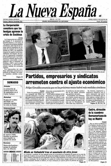 Portada Jueves 23 de  de 1992