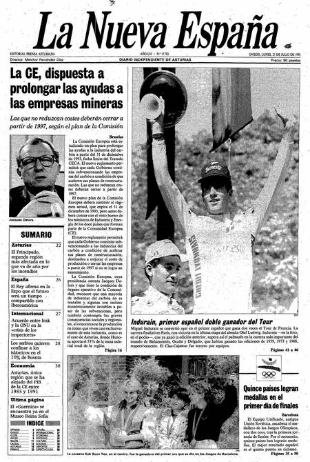 Portada Lunes 27 de  de 1992