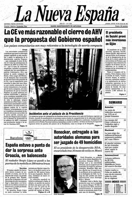 Portada Jueves 30 de  de 1992