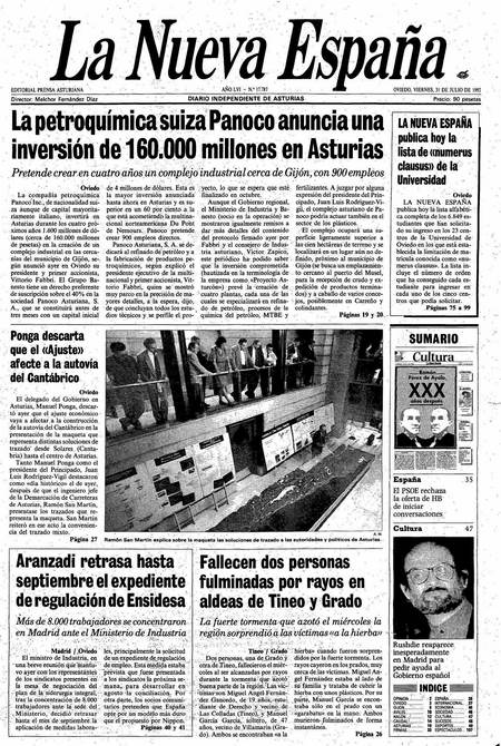 Portada Viernes 31 de  de 1992