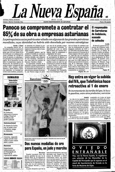 Portada Sábado 1 de  de 1992