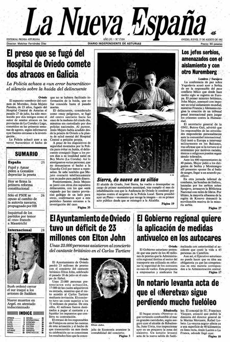 Portada Jueves 27 de  de 1992