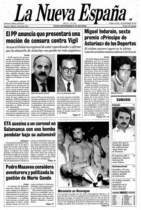 Portada Jueves 3 de  de 1992