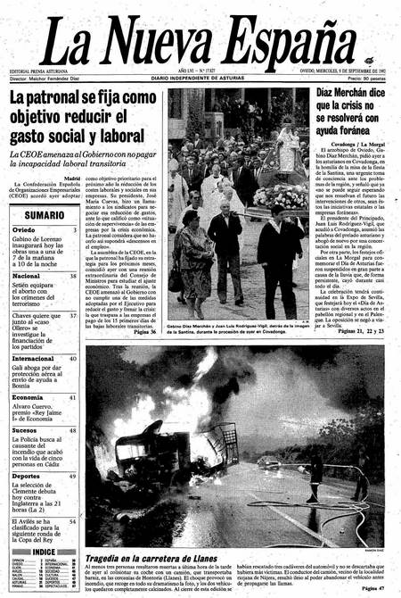 Portada Miércoles 9 de  de 1992