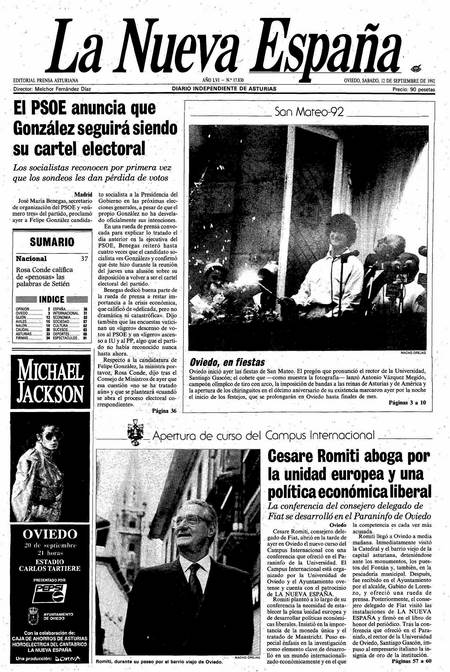 Portada Sábado 12 de  de 1992