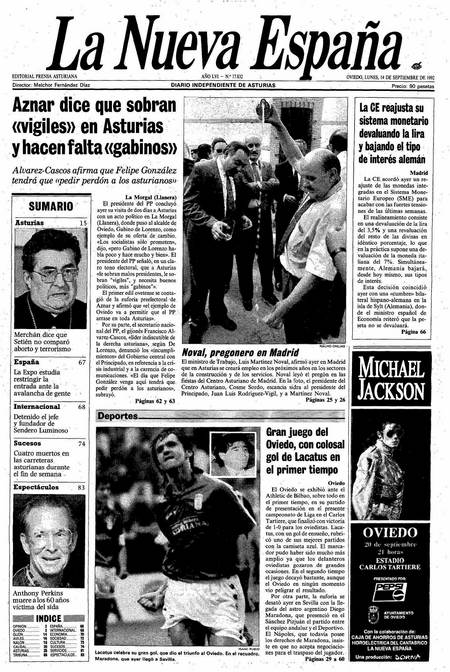 Portada Lunes 14 de  de 1992