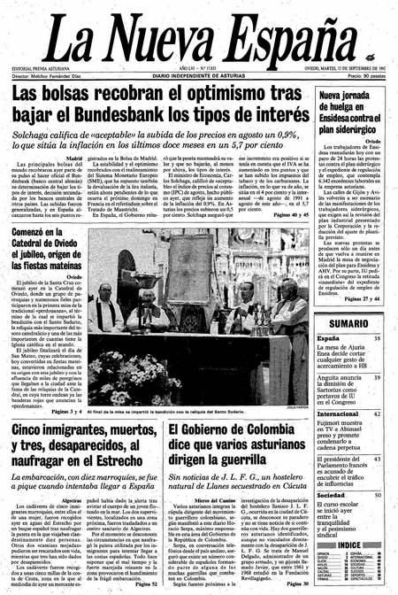 Portada Martes 15 de  de 1992