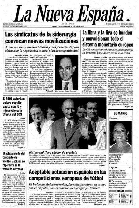Portada Jueves 17 de  de 1992